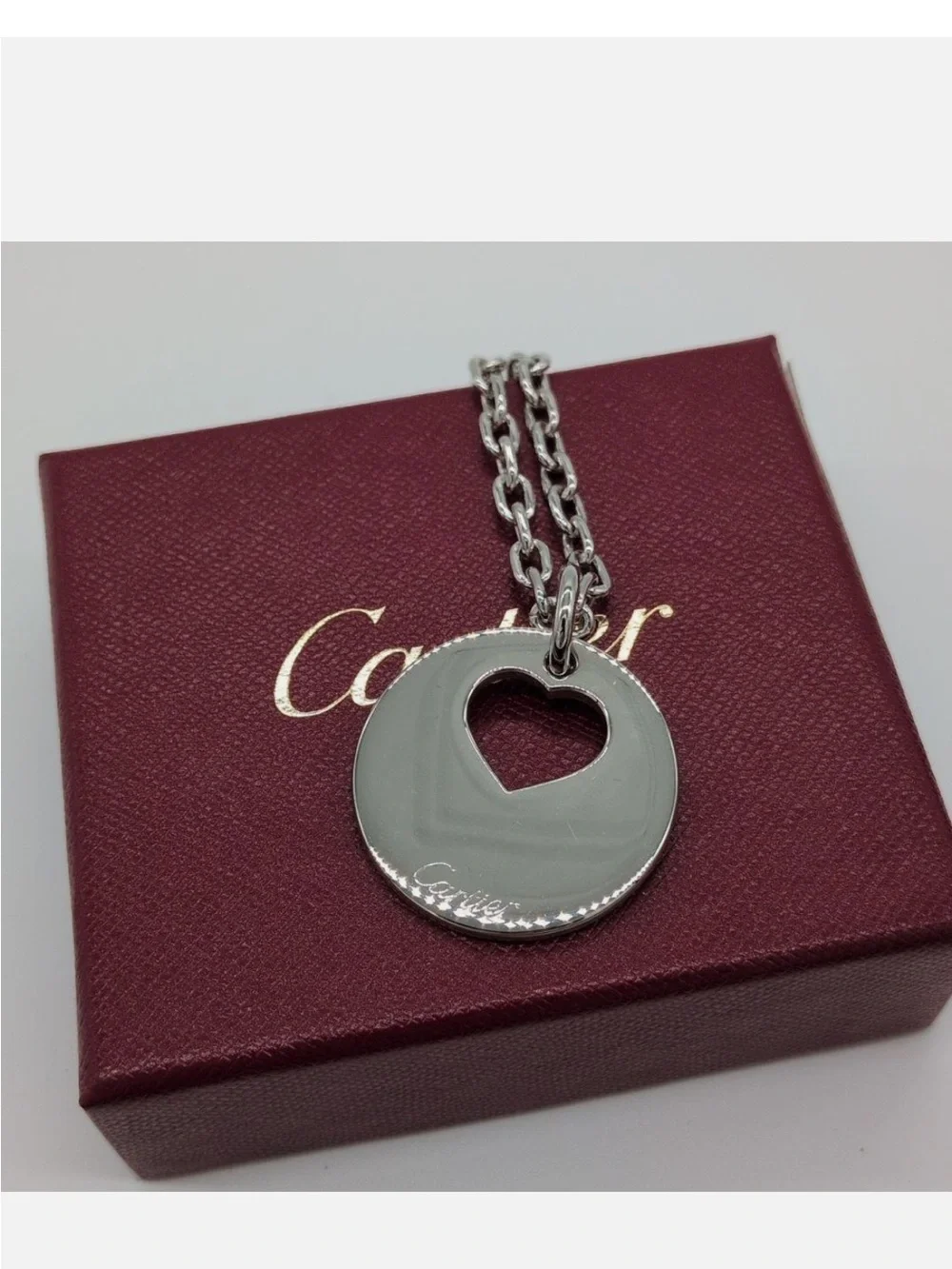 Cartier silver tone heart cut out bag charm/Key Holder with Box EUC